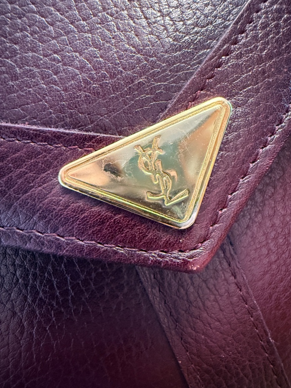 YSL Rare Vintage Portfolio Leather Briefcase in Burgundy with Gold hardware - Picture 15 of 16